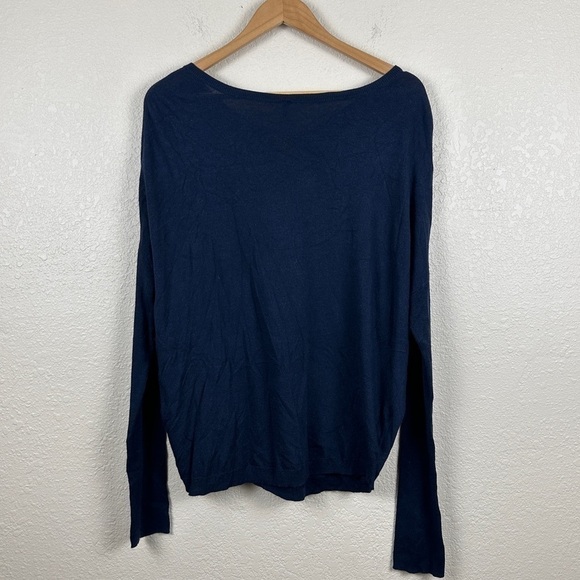 Gap Pure Blue V-neck Cashmere Blend Oversized Pullover Sweater Size Medium - Picture 6 of 10